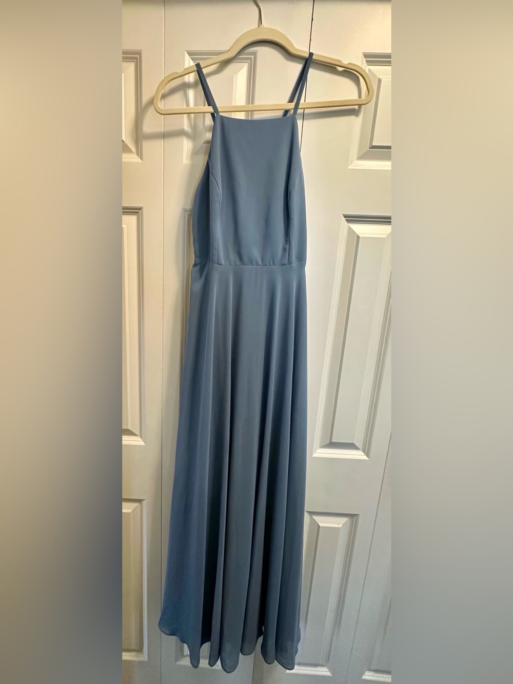 Lulus Mythical Kind of Love Slate Blue Maxi Dress | Backless Chiffon | Size S - Picture 3 of 5